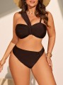 Brązowe bikini kąpielowe top figi (0XL)