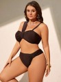 Brązowe bikini kąpielowe top figi (0XL)