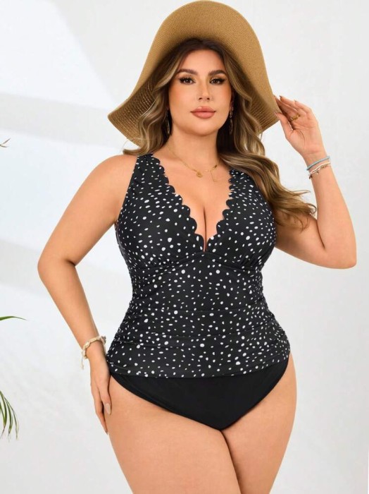Czarne tankini kąpielowe top figi (0XL)