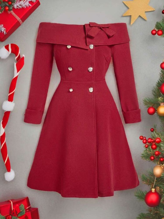 Czerwony dwurzędowy płaszcz (0XL)