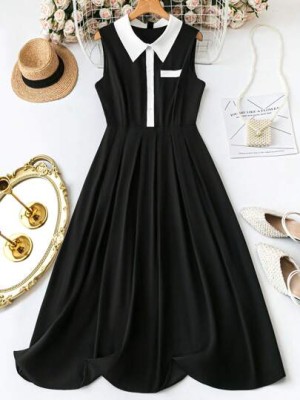 Czarna sukienka kontrastowe wstawki (0XL)