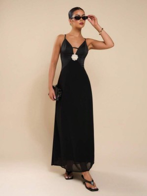 Czarna sukienka maxi odkryte plecy (S)