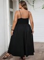 Czarna sukienka maxi kieszenie (6XL)