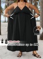 Czarna sukienka maxi kieszenie (6XL)