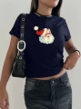 Granatowy krótki t-shirt (L)