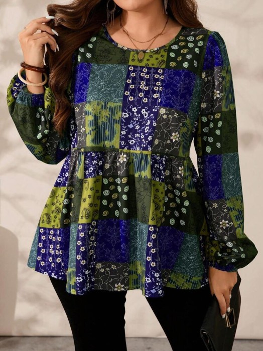Kolorowa bluzka wzory (5XL)