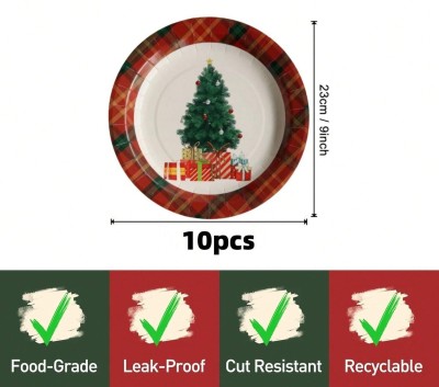 Papierowe talerze świąteczne 10 sztuk
