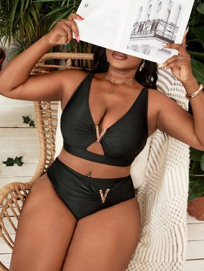 Czarny komplet bikini (1XL)