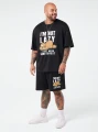 Czarny zestaw szorty t-shirt nadruk (4XL)