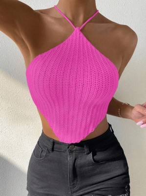 Różowy dzianinowy top (S)