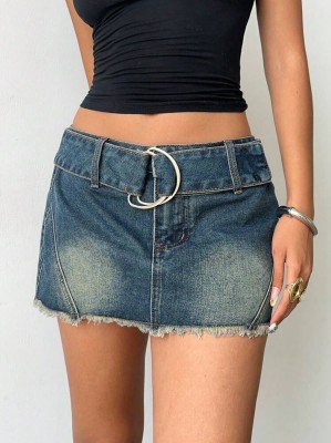 Jeansowa spódnica szorty 2w1 pasek (M)