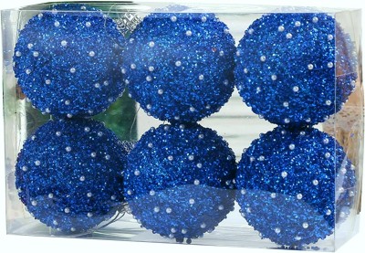 Niebieskie zdobione bombki 6 sztuk