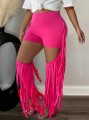 Różowe spodnie cut out frędzle (4XL)