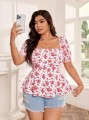 Biała bluzka kwiaty (2XL)