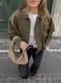 Zamszowa kurtka khaki zamek (M)