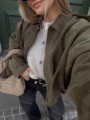 Zamszowa kurtka khaki zamek (M)