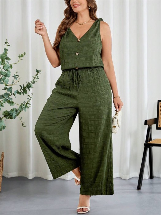 Zielony kombinezon casual guziki (4XL)