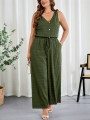 Zielony kombinezon casual guziki (4XL)