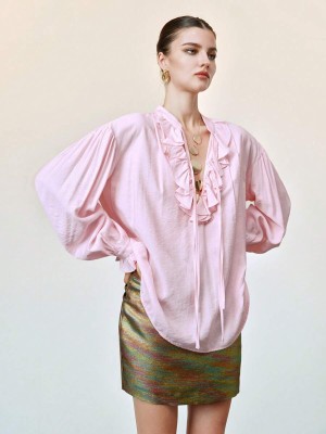 Różowa luźna bluzka (S)