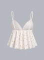 Ecru top kwiaty (XS)