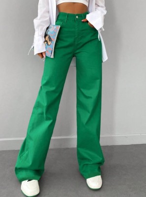 Zielone proste jeansy zamek (28)