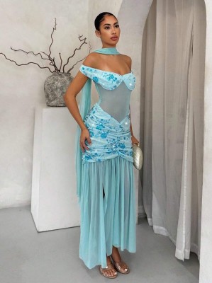 Zdobiona sukienka szal (L)