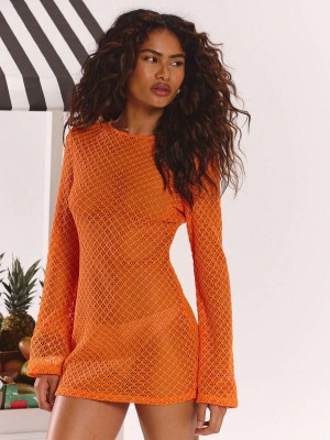 Pomarańczowa tunika plażowa (XL)