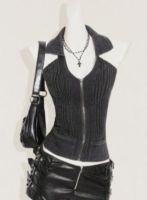 Szary jeansowy top (S)