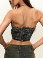 Niebieski jeansowy top pasek (L)