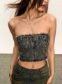Niebieski jeansowy top pasek (L)