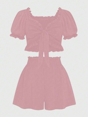 Różowy komplet spodenki top (3XL)