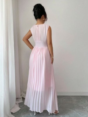 Różowa plisowana sukienka maxi (XL)