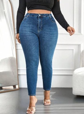 Jeansowe klasyczne spodnie rurki (0XL)