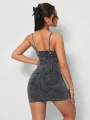 Szara jeansowa sukienka mini (S)