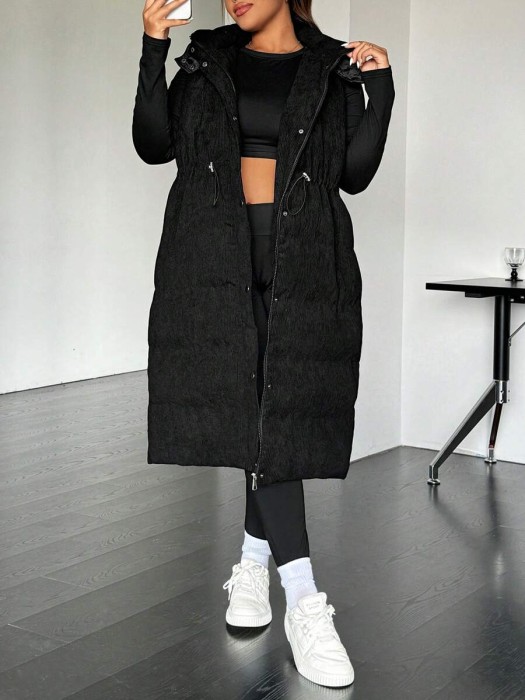 Czarna sztruksowa kamizelka (4XL)