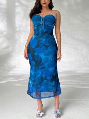 Niebieska sukienka midi (2XL)