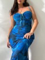 Niebieska sukienka midi (2XL)