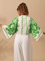Ecru top rękaw 3/4 wzór (0XL)