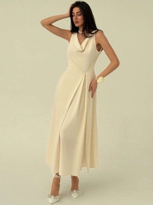 Gładka sukienka lejący dekolt (L)