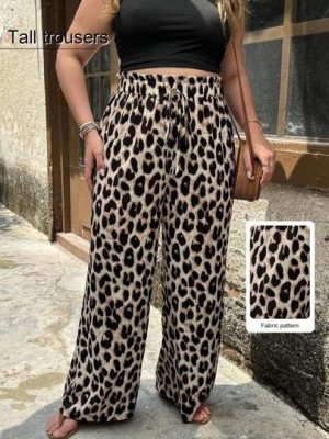 Beżowe proste spodnie wzór (3XL)