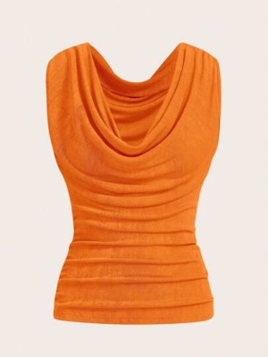 Pomarańczowa bluzka lejący dekolt (S)