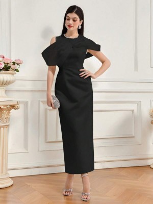 Czarna sukienka cyrkonie (M)