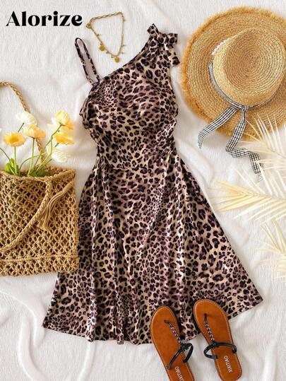 Beżowa sukienka wzór zwierzęcy (10L)