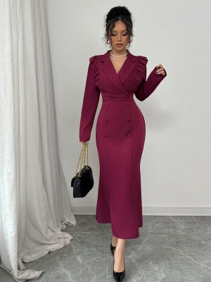 Fioletowa sukienka falbanki (L)