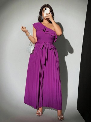 Fioletowy plisowany kombinezon pasek (4XL)