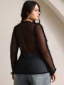 Czarna prześwitująca bluzka cekiny (4XL)