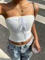 Śmietankowy dzianinowy top (XS)