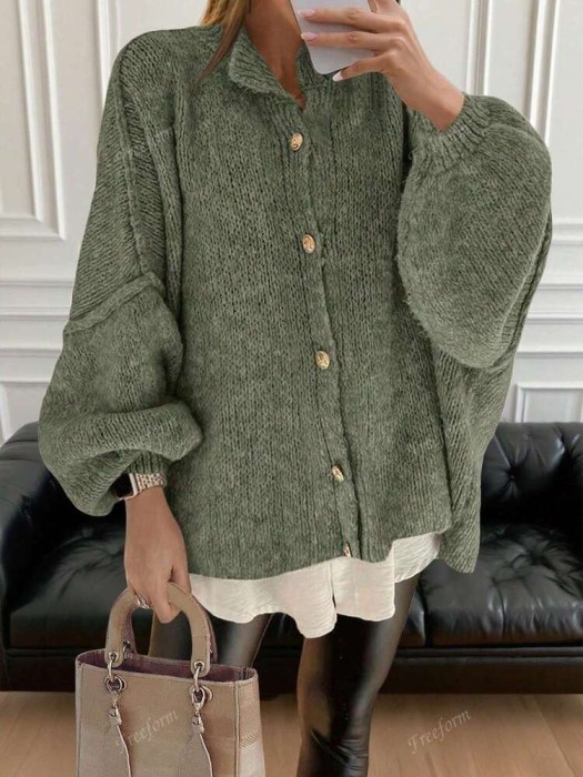 Szałwiowy luźny kardigan (2XL)