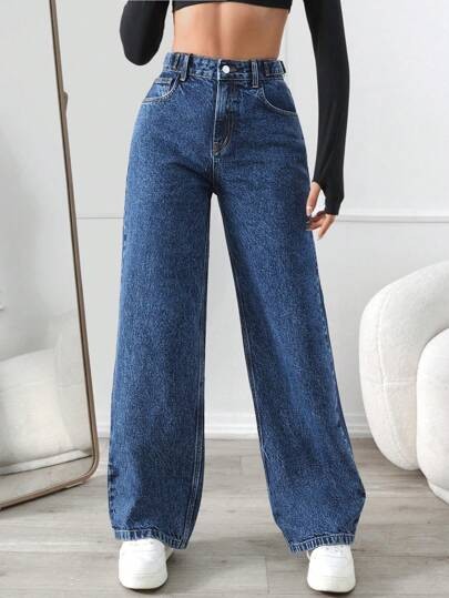 Jeansowe spodnie wysoki stan (36)