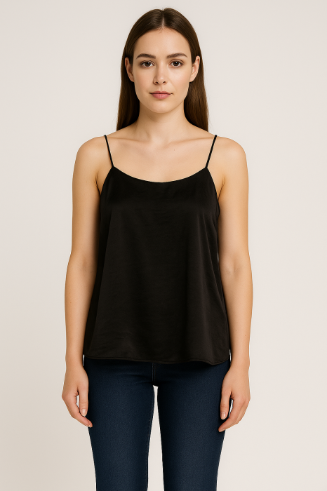 Czarny satynowy top